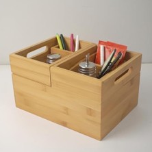 Esplendor Store 3'lü Modüler Bambu Organizer Set - Üst Üste Geçebilen Çok Amaçlı Çekmece Içi ve Masaüstü Düzenleyici Kutu - Banyo, Mutfak ve Ofis Için Ahşap Saklama Seti