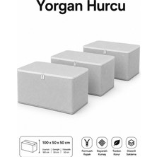 ByKurt Hurç Seti Fermuarlı Yorgan Battaniye Kıyafet Saklama Hurcu Baza Altı Dolap İçi Organizer 3’lü