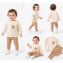 Veraura Lifestyle 6/24 Ay Kuş Baskılı Taytlı Penye Bebek Takımı