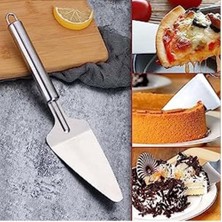 Hype Store Profesyonel Paslanmaz Çelik Pasta Spatulası, Gümüş Renk, Pizza ve Tatlı Servis Aparatı, Ergonomik Saplı, Çok Amaçlı Mutfak Aracı Spatula