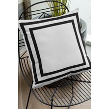 Hype Store 43X43CM Tay Tüyü Dokuma Premium Kumaş Çift Taraflı Kırlent Yastık Kılıfı Modern Çerçeveli KRL321