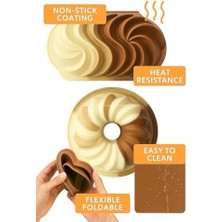 Hype Store Ikili Silikon Kek Kalıbı Spiral ve Yuvarlak Model Yapışmaz Isıya Dayanıklı Yumuşak Silikon Pasta ve Kek Kalıbı Seti Kolay Temizlenen Dayanıklı Fırın Kalıbı Muffin Tatlı Pişirme Kalıbı