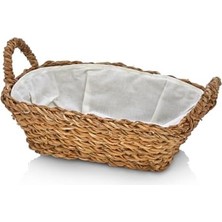 Hype Store El Yapımı Doğal Hasır Kulplu Çok Amaçlı Dekoratif Dikdörtgen Sepet, Hasır Kulplu Ekmek Sepeti (27X18X8CM)
