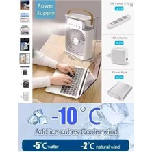 Şarjlı Soğutmalı Vantilatör - Beyaz - 7 Renk LED Işıklı Mini Hava Soğutucu, Buharlı Nemlendirici, Parfüm Hazneli, Zaman Ayarlı, Taşınabilir USB Fan (Ev & Ofis Için)