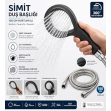 Hype Store Simit Duş Başlığı Sert Plastik, 150 cm Paslanmaz Çelik Hortumlu El Duşu, Yüksek Basınçlı Su Tasarruflu Duş Seti, Ergonomik Tutma Saplı Banyo Duş Başlığı