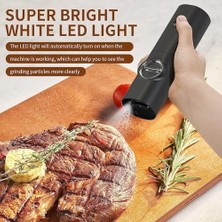 Hype Store Aputue Elektrikli Tuz ve Karabiber Öğütücü, LED Işıklı Elektrikli Karabiber Değirmeni, Tek Elle Çalıştırma, Ayarlanabilir Öğütme Kalınlığı, Pil Dahil Değildir (Siyah)