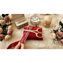 Hype Store Altın Renk Lüks Nişan ve Söz Tepsisi Makası - Vintage Tasarım Işlemeli Söz Makası - Paslanmaz Çelik Şık Kesim Söz/nişan Aksesuarı