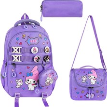 KumOziShop My Melody Baskılı Aksesuarlı Ortopedik Su Geçirmez Ultra Lüx Okul Çantası Termal Beslenme ve Kalemlik