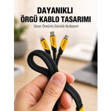 Kaufhier USB 3'ü 1 Arada Şarj Kablosu 240W Pd Destekli Çoklu Şarj Kablosu