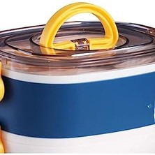 Techbutiq Store Bento 1200ML Çift Renkli Lunchbox 2 Katlı Çelik Sefer Tası Yemek Kutusu (Sarı)