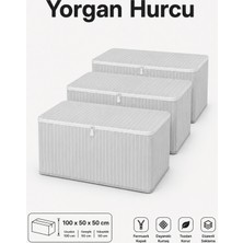ByKurt Hurç Seti Fermuarlı Yorgan Battaniye Kıyafet Saklama Hurcu Çizgili Baza Altı Dolap İçi Organizer 3’lü