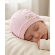 Bambik Kayra Baby %100 Pamuk Küçük Ayıcıklı Nakışlı 0-9 Ay Bebek Beresi Şapkası
