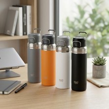 Paslanmaz Çelik Termos Matara - 1000 ml (1 Litre) Kapasiteli, Renk Seçenekli Isı Yalıtımlı Çelik Suluk (Siyah)