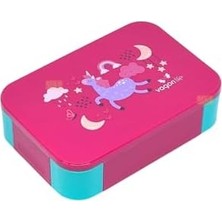 900ML Lunchbox Tek Katlı 2 Bölmeli Pp Plastik Çocuk Sefer Tası Yemek Kutusu (Pembe)