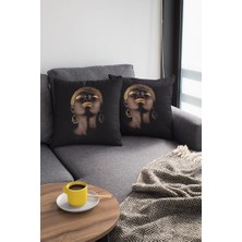 43X43CM Arap Kızı Premium Kumaş Tay Tüyü Döşemelik Dekoratif Çift Taraf Kırlent Yastık Kılıfı KRL272