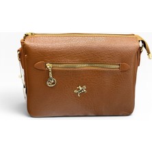 Nas Bag Kadın Omuz Çantası Bol Cepli Çapraz Çanta Taba