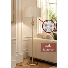 Taşcan Aydınlatma Vera  Eskitme Metal Ayaklı Lambader  Açık Ton Hazeran Kumaş Şapka Modern Salon Yatak Odası Köşe Aydınlatma