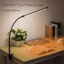 LED Masa Lambası – 12W USB Güç Girişli, Esnek Kol, Klipsli Tasarım, 3 Renk Sıcaklığı (2800K/4200K/6000K), Kısılabilir Dimmer Anahtarlı | Siyah 555