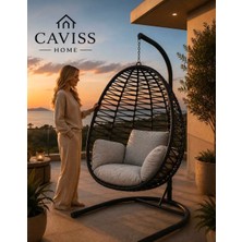 Caviss Home Armut Salıncak Tek Kişilik Makrome Gri Ip Örgü Bahçe Balkon Ev Salıncağı