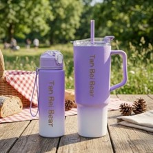2’li Matara ve Pipetli Mug Bardak Seti – 900 ml Spor Suluk + 1500 ml Pipetli Termal Mug Bardak, Günlük Kullanım Için Içecek Seti