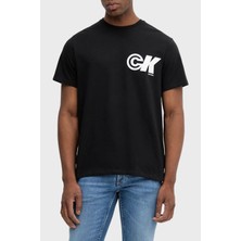 Calvin Klein Erkek Normal Kalıp Yuvarlak Yaka Ck Logo Baskılı Kısa Kollu Siyah T-Shirt LV04RC835G-UB1