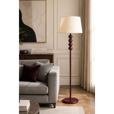 Taşcan Aydınlatma Lyon Vişne Çürüğü Bordo Toplu Metal Ayaklı Lambader Krem Kumaş Şapka Modern , Oturma Odası ,yatak Odası , Salon Lambader
