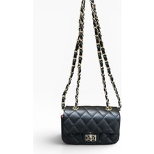 Nas Bag Mini Elde Taşımalı Veya Zincir Askılı Kapitone Kadın Omuz Çantası Siyah