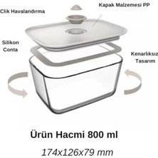 Clik Bej Dikdörtgen Saklama Kabı 800 ml