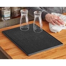 Silikon Bar Matı, Siyah, Kaymaz Tezgah ve Bulaşık Kurutma Matı, 43X29 Cm, Mutfak ve Bar Için