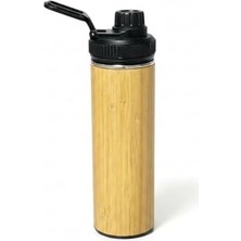 450 ml Bambu Kaplama Tabanlı Mat Siyah Çelik Termos - Sıcak ve Soğuk Tutucu Sızdırmaz Seyahat Bardağı (Mug)