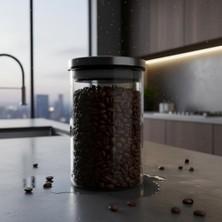 450ML Vakumlu Metal Kapaklı Borosilikat Cam Kavanoz (8.5CM*12CM) 1 Adet