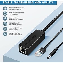 Aktif Poe Dağıtıcı Adaptör, 48 V Ila 12 V, Ieee 802.3AF Uyumlu, 10/100 Mbps'ye Kadar 100 Mbps'ye Kadar, Gözetleme Kamerası, Kablosuz Erişim Noktası ve Voıp Telefon Için