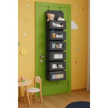 6 Katlı Kapı Arkası Düzenleyici Raf Bebek Eşyası Çocuk Odası Banyo Organizer (Antrasit)