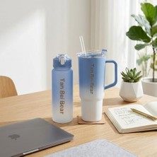 2’li Matara ve Pipetli Mug Bardak Seti – 900 ml Spor Suluk + 1500 ml Pipetli Termal Mug Bardak, Günlük Kullanım Için Içecek Seti