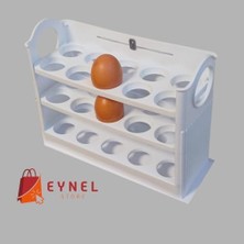 3 Katlı Yumurtalık Buzdolabı Organizeri Saklama Kabı 30 Bölmeli Raflı Yumurta Kutusu Düzenleyici (1, Beyaz)