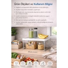 Dolap ve Mutfak Tezgahı Için Raf Düzenleyici, Buzdolabı Uyumlu Yükseltici Organizer, Metal Ayaklı Ek Raf, Çok Amaçlı Raf Düzenleyici Stand, Dolap, Tezgah ve Buzdolabı Için Uygun