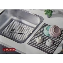 Dikdörtgen Silikon Lavabo Buzluk Matı 33X28 cm Antrasit Renk 1 Adet GP115