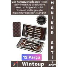 Wintoup #manikürseti Deri Çantalı Paslanmaz Çelik Kişisel El Ayak Bakım Hijyenik Şık Manikür Seti 12 Parça