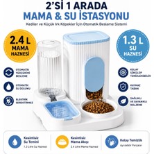 2'si 1 Arada Otomatik Kedi ve Köpek Mama Kabı & Su Sebili 2.4 L Mama Haznesi 1.3 L Su Haznesi