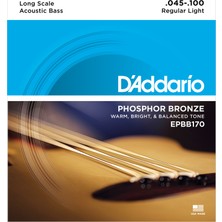 Daddarıo EPBB170 Akustik Bas Gitar Tel Seti, Long Scale, 45-100, Ph