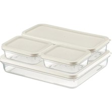 Çok Parçalı Saklama Kabı Seti, 4800 ml Toplam Hacim, 4 Parça (Beyaz)