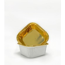 Muffin Kek Kapsülü Kare Beyaz-Altın 25LI
