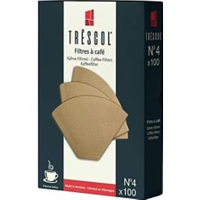 Trescol Kahve Filtresi, Naturel Kağıt, 4 Numara, Büyük Boy, 100&APOS;LÜ Paket
