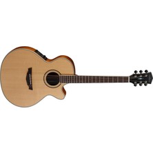 Cort PW470-NS Elektro Akustik Cutaway Gitar, Folk Kasa, Parkwood