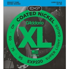 Daddarıo EXP220 Bas Gitar Tel Seti, 40-95, Coated Nıckel, Super Lı