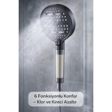 Yakestore 6 Fonksiyonlu Filtreli Duş Başlığı Yüksek Basınçlı Su Tasarruflu Filtre Sistemli Kireç ve Klor Önleyici Duş Başlığı