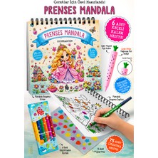 Parodi Yayınları Prenses Mandala Boyama Kitabı | Çocuk Mandala Kitabı | 6 Renk Keçeli Kalem, Uçlu Kalem ve 75 Çıkartma Hediyeli
