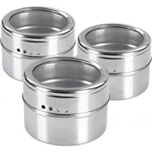 Yakestore Kaliteli Çelik 3 Lü Paket Mıknatıslı Baharatlık CIN114