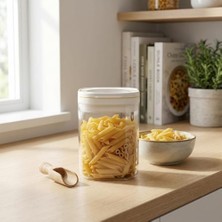 Yakestore Vakum Kapaklı Kare Cam Erzak Kavanozu - Hava Almaz Şeffaf Mutfak Düzenleyici Bakliyat ve Baharat Saklama Kabı (Akrilik Değildir) - 600ML / 900ML / 1200ML Seçenekli (900ML)