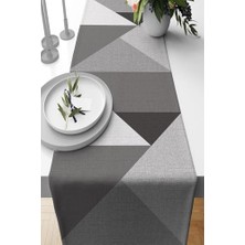 Yakestore 40X140CM Masa Örtüsü Leke Tutmaz Premium Tay Tüyü Dokuma Kumaş Runner Geometrik RNR392